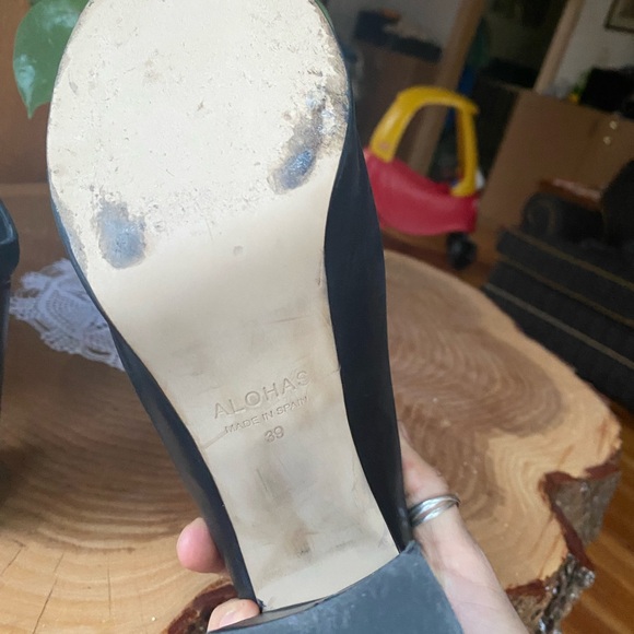 ALOHAS Revolve Clock out clog platform block heel mules black leather Spain - Picture 9 of 12